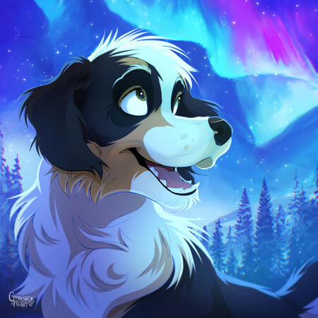 Rendered shading, scenic background